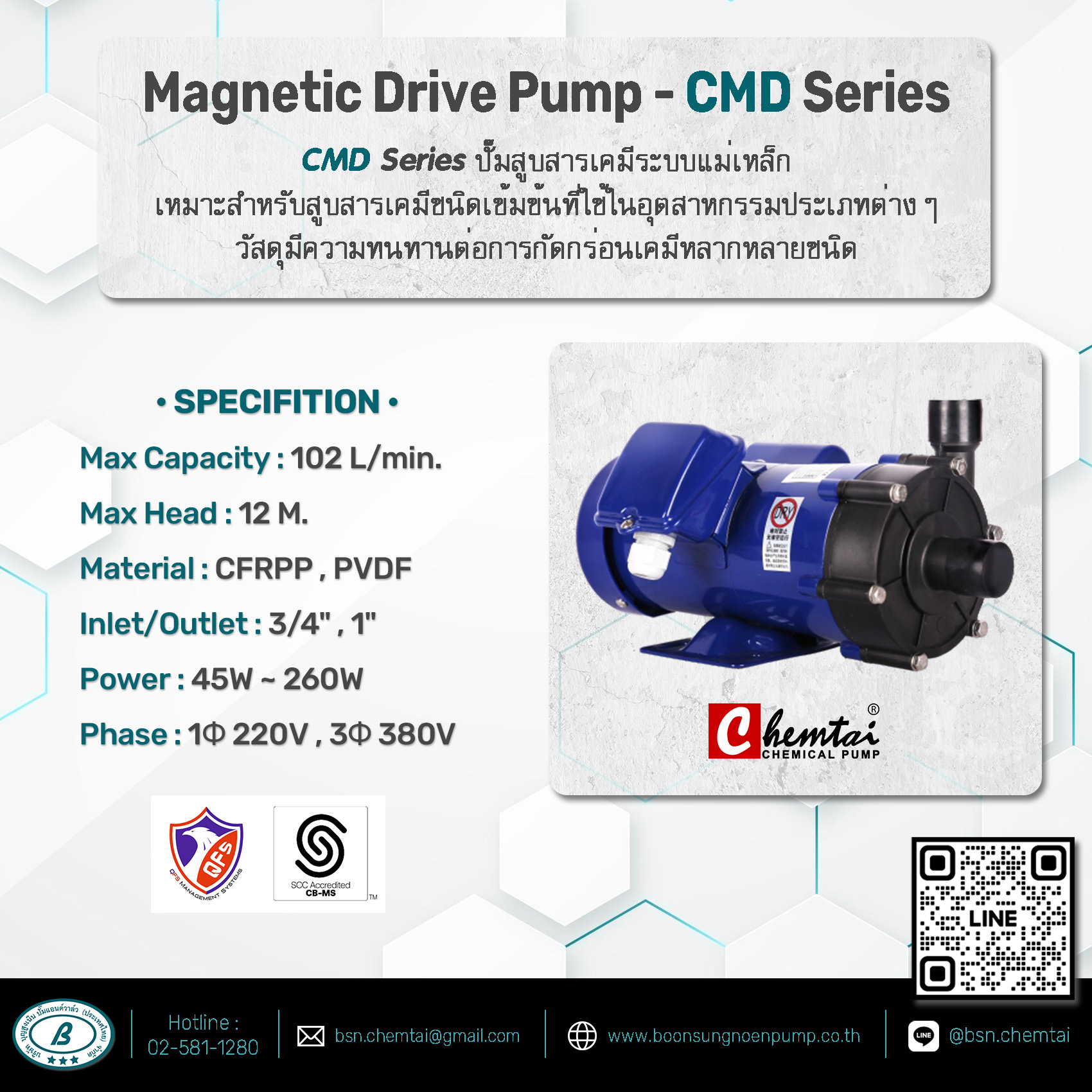ปั๊ม Magnetic Drive Pump รุ่น CMD SERIES